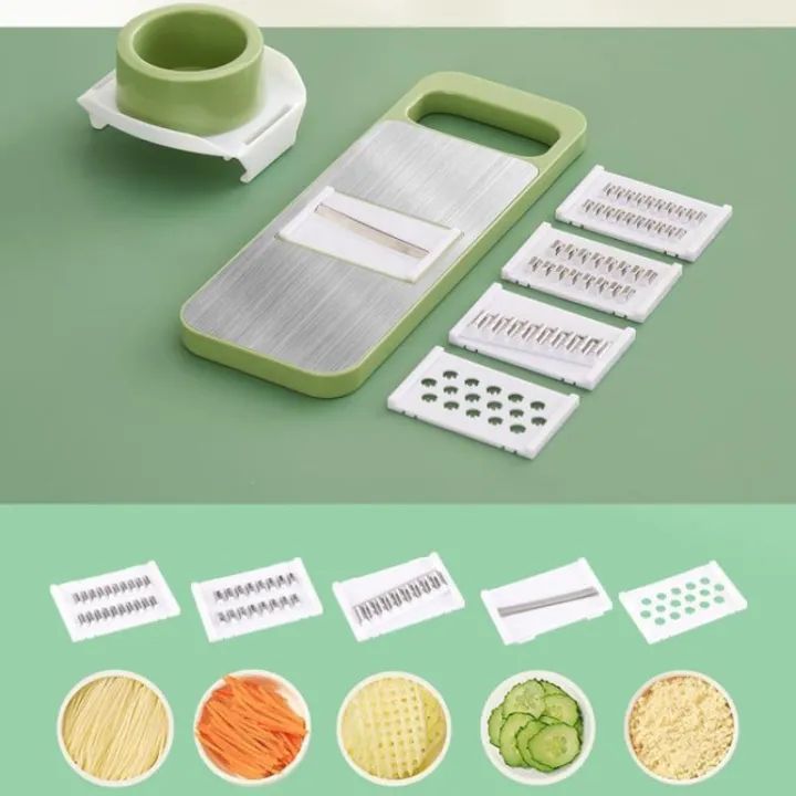 5-in-1 Stainless Steel Vegetable Cutter – Slicer, Grater, Shredder & Peeler
