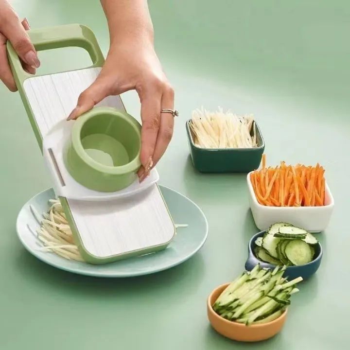 5-in-1 Stainless Steel Vegetable Cutter – Slicer, Grater, Shredder & Peeler