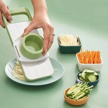 5-in-1 Stainless Steel Vegetable Cutter – Slicer, Grater, Shredder & Peeler