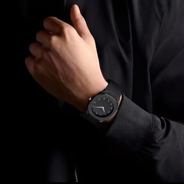 Aura Prestige Arabic Dial Watch – Elegant Black Timepiece with Lightweight Fiber Body for Men